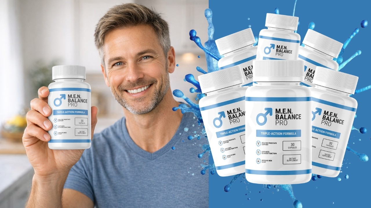 Men Balance Pro supplement bottle on a plain background